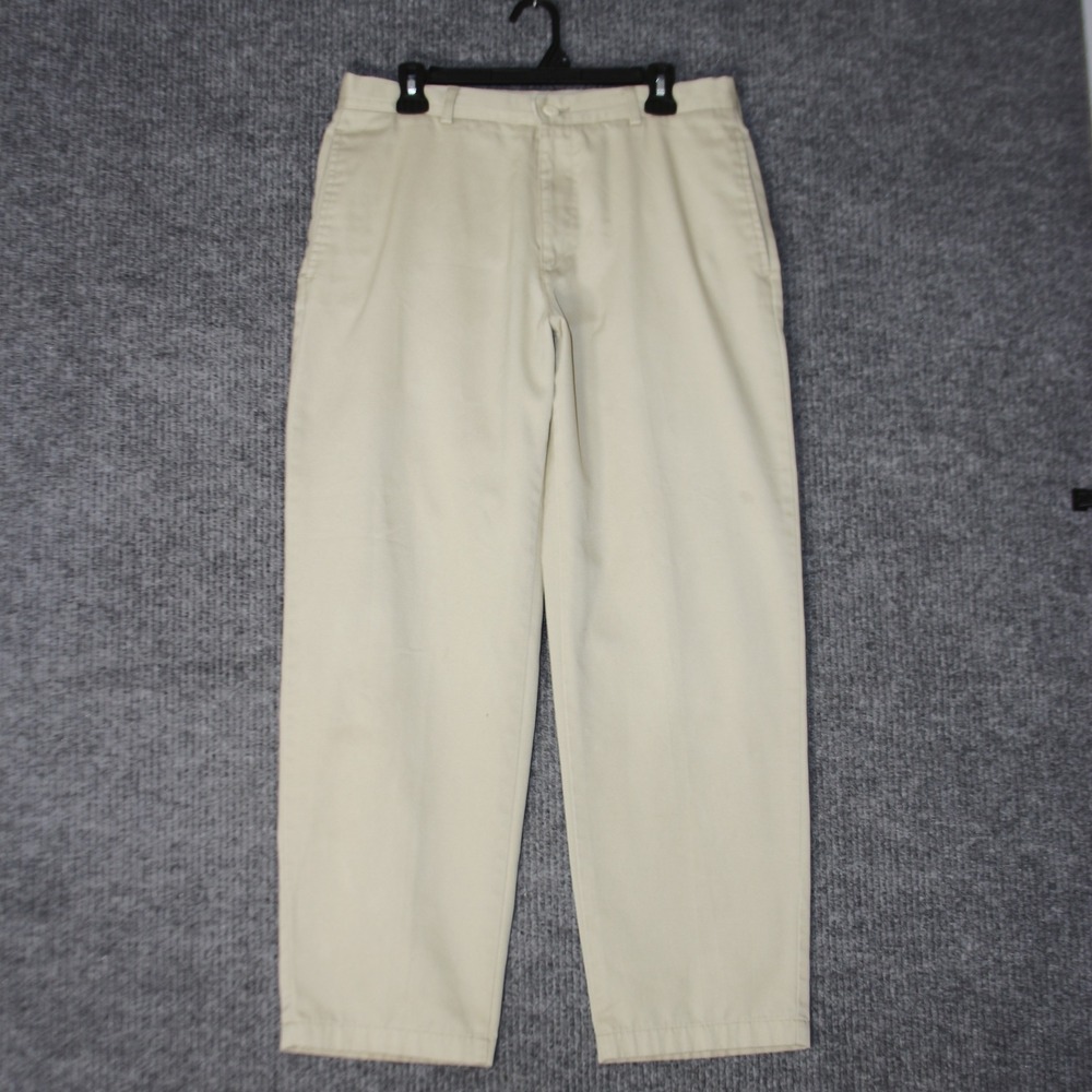 LL Bean Double L Natural Fit Chino Pants Mens 34x30 Beige Khaki Flat Front